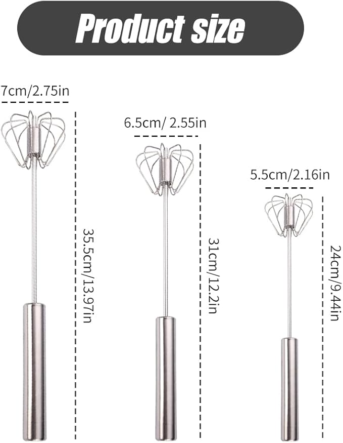2025 Upgrade Stainless Steel Egg Whisk, Semi-Automatic Hand Push Mixer Stirrer Whisk Blender, Stainless Steel Whisks Blender for Blending, Beating & Stirring (10inch)