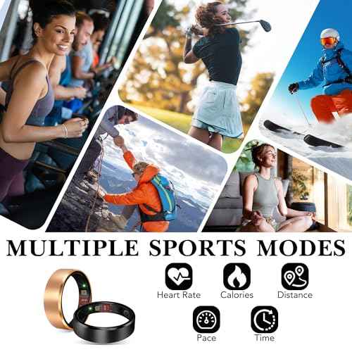 Smart Health Ring 2.0 for Women Men, Slim Scratch & Fingerprint Resistant Design,Efficient Chip Fitness Tracker, Monitors Heart, Blood Oxygen & Pressure, Sleep, Steps, Waterproof, iOS & Android, RG 8