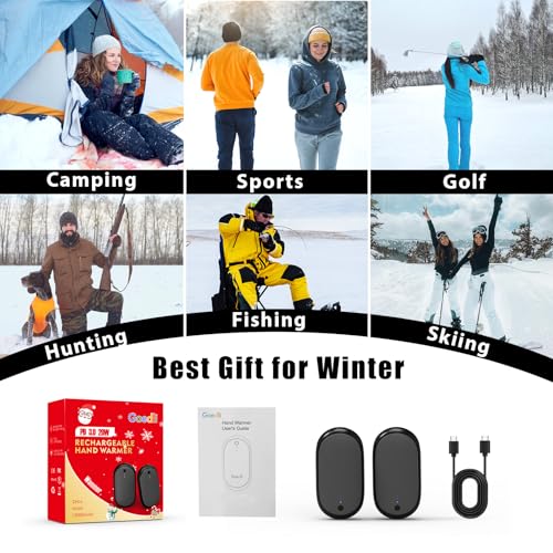 AI Hand Warmers Rechargeable 2 Pack, 12000mAh Electric Hand Warmers, AI Smart Chips 20Hrs Long Safe Heat, PD 3.0 20W, Portable Pocket Heater Gifts for Christmas, Outdoor