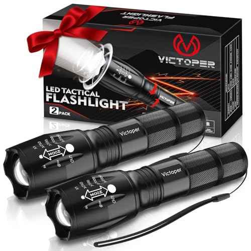 Victoper LED Flashlight 2 Pack, Bright Tactical Torch High Lumens with 5 Modes, Waterproof Zoomable Flash Light, Christmas Stocking Stuffers Gifts for Men, Hunting Camping Essentials Gear