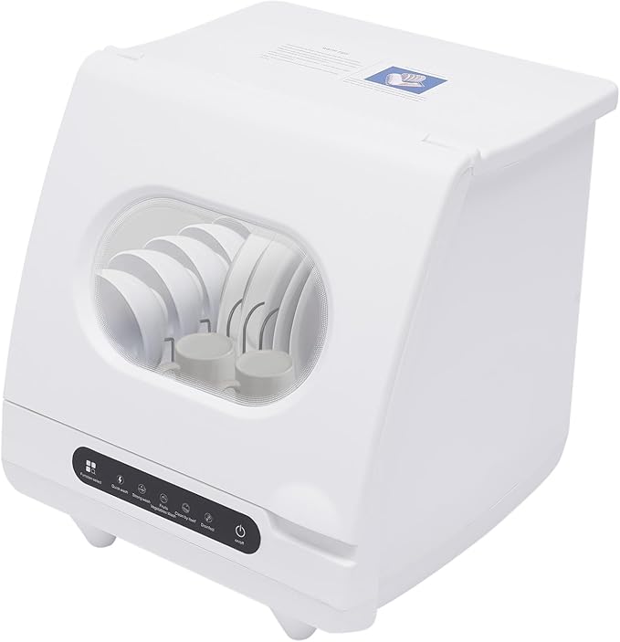 Mini Countertop Dishwasher, 1200W Dishwasher, 5 Washing Programs with Water Tank Leak-Proof Dry, 360° Rotating Deep, Dish Washing Machine for Home, Dorms, Apartments, RV