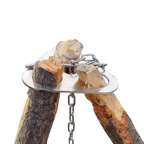 Camping Tripod Board£¬Turn Branches into Campfire Tripod £¬Stainless Steel Campfire Support Plate with Adjustable Chain for Hanging Cookware,Portable Camping Gear (Standard)