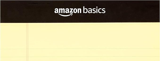 Amazon Basics 50-Sheet Narrow Ruled Lined Writing Note Pad, 5" x 8", 12-Pack, Canary, Perforated