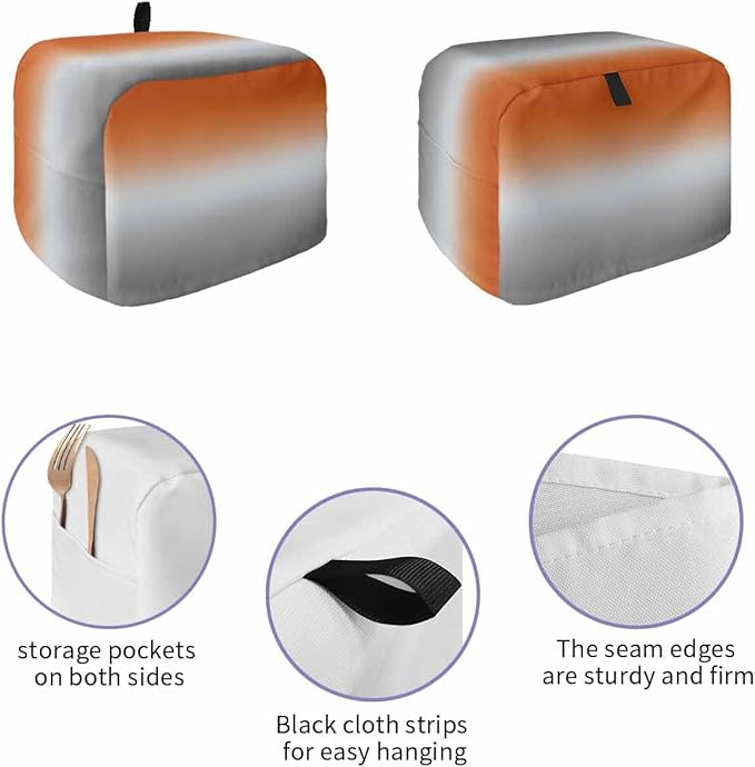 Toaster Cover 2 Slice Orange Grey Ombre Toaster Oven Cover with Pockets Gradient Gradual Color Dustproof Bakeware Protector Small Kitchen Appliance Dust Covers and Fingerprint Protection for Women