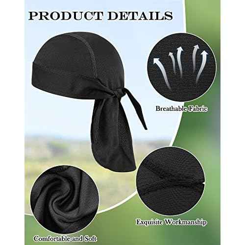 Foaincore 8 Pack Do Rag Skull Caps for Men Sweat Wicking Doo Rags Cooling Helmet Liner Cycling Motorcycle Bandana