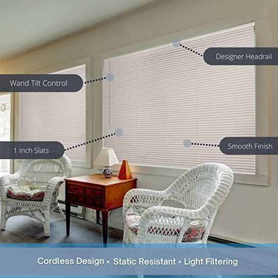 Lotus & Windoware Cordless 1" Vinyl Mini Blind 33" Wide x 64" Long