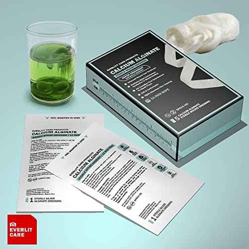 EVERLIT Calcium Alginate Wound Dressing | Gentle, Non-Stick Sterile Dressing Pad | Soft and Highly Absorbent Bandage with Soothing Gel Matrix (12" Rope | 5 Pack)