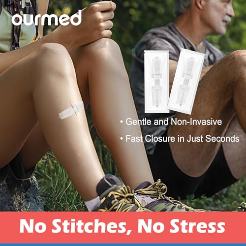 Wound Closure Strips(0.6"x 3.1" - 4 Pcs), Butterfly Bandages for Wound Care, Steri Emergency Laceration Closures Without Stitches for Outdoors Use.