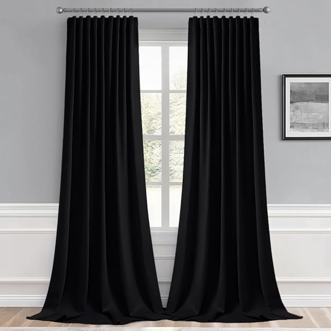 MIULEE Back Tab Blackout Curtains 102 Inch Long 2 Panels Set