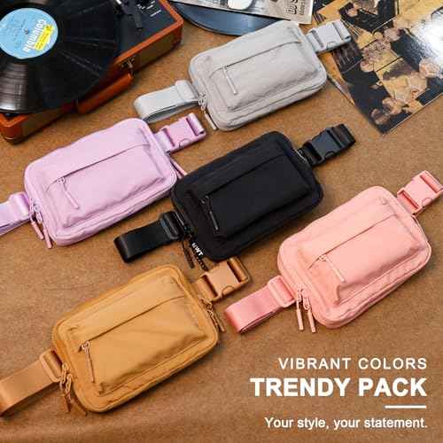Crossbody Bags for Women & Fanny Pack for Men, Lightweight Adjustable Strap Belt Bag for Travel, Running, Hiking with Multiple Pockets, Black