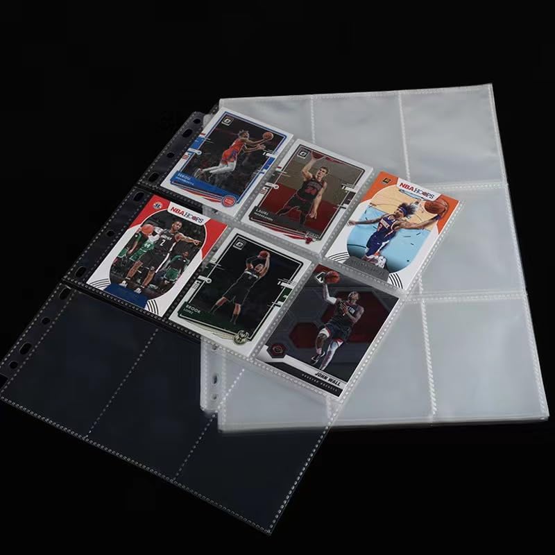 Skiennix 900 Pockets Binder Sheets - Top Loading Trading Card Pages for 3 Ring Binders | Double-Sided Clear Sleeves