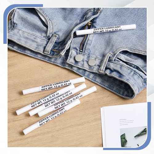 Nuanchu 6 Pcs Zipper Wax Snap and Zipper Lubricant Stick, Zip Lube for Lubricating and Protecting Plastic and Metal Zippers - Ideal for Boat, Canvas, Backpacks, Tents, Jackets, and More (0.42 Oz)