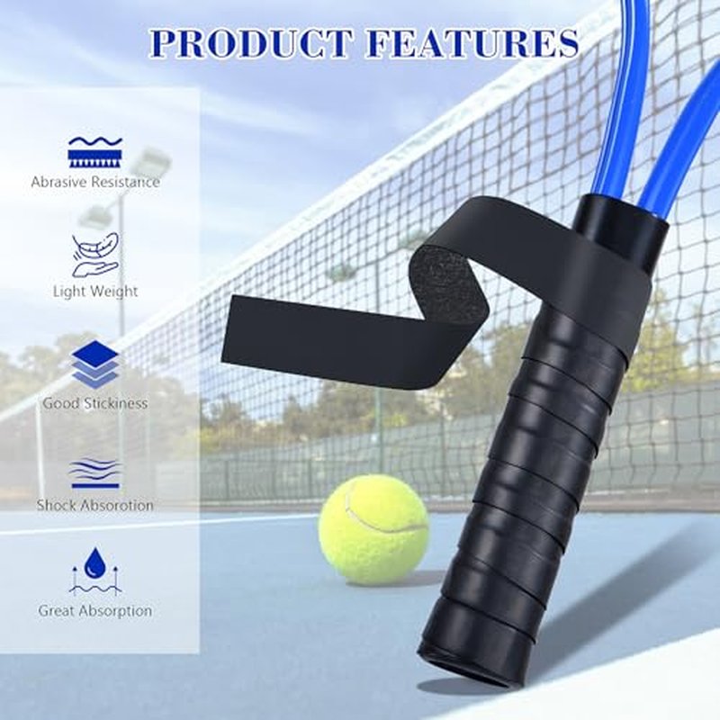 Xaspac 6 Pack Premium Overgrip Tape for Tennis, Pickleball & Badminton - Absorbent Dry Feel, Anti-Slip PU Material, Pre-Cut for Easy Installation, Enhanced Control & Durability (Black/White)
