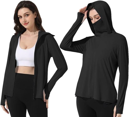 Mingyuezai Women's Lightweight Hooded Sun Protection Jacket - UPF 50+ for Hiking & Outdoor Activities