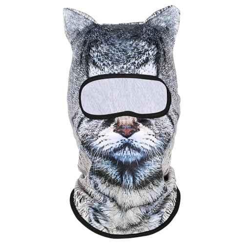3D Cat Ski Balaclava Sheisty Face Mask,with Ears for Music Festivals,Raves Ski Halloween Party Outdoor Activities Cat Style