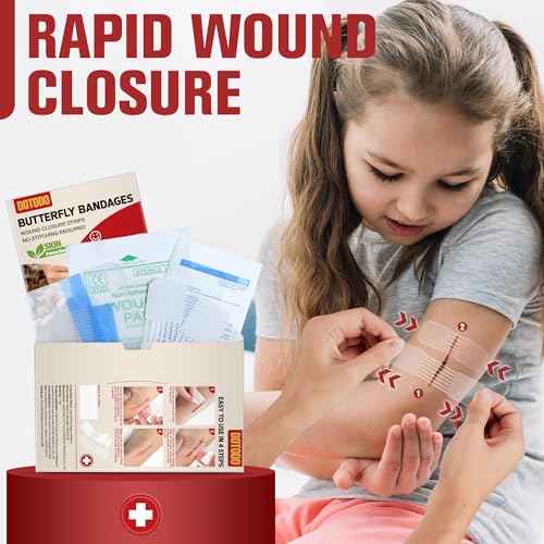 Emergency Wound Closure Strips - Dotodo 2PCS Laceration Closure Kit - Sutures Butterfly Bandaids | Stretchable & Shrinks Back to Close The Cut£¨Patented Product£©