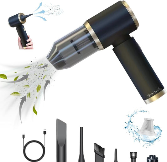 Car Vacuum Handheld 20000 PA 4in1 Cordless Rechargeable Multi-Functional Compact Powerful Suction Brushless Motor Compressed Air Duster Washable HEPA Filter Mini Home Office Pet Gift Men Women