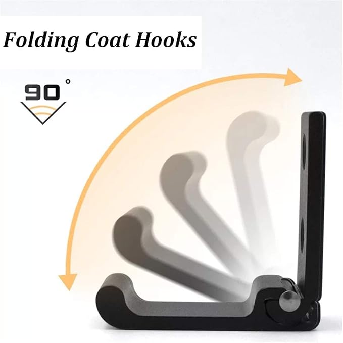 Folding Coat Hooks, Matte Black Wall Hooks