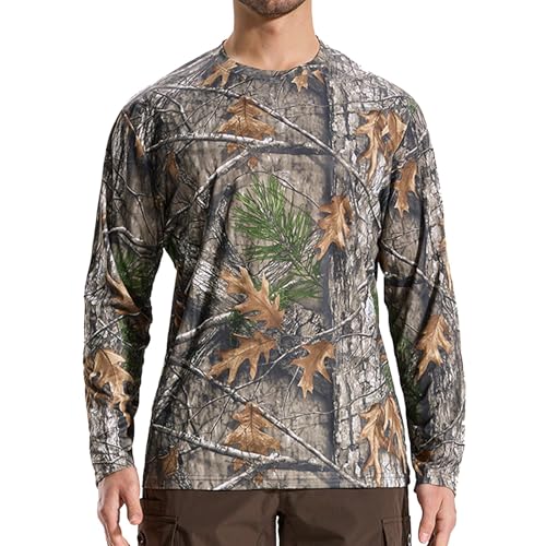 LOOGU Men's Camo Shirt Lightweight Turkey Hunting Shirt Camouflage Shirts for Men Long Sleeve Shirt