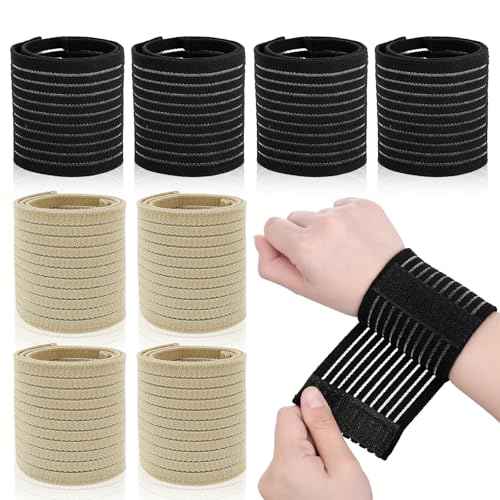 8Pcs Elastic Wrist Support Band, Wrap Breathable Wrist Brace, Adjustable Wrist Strap, Hand Brace Wraps Breathable Wristband for Relieves Wrist Pain Arthritis Tendonitis Sports Use