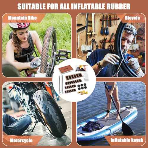 40PCS Bike Tire Repair Kit Vulcanizing Patches Metal Rasp Bicycle Inner Flat Tube Patch Kit for Mountain MTB Motorcycle BMX Road Cyclingwith Portable Storage Box