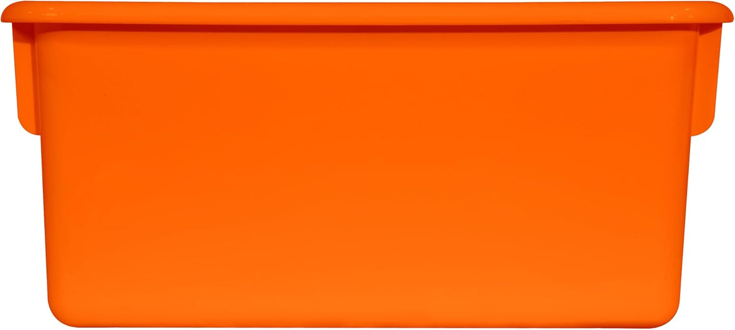 Wood Designs Cubby Storage Bin, Heavy Duty Plastic Containers for Kids Orange Cubby Tray Set of 20