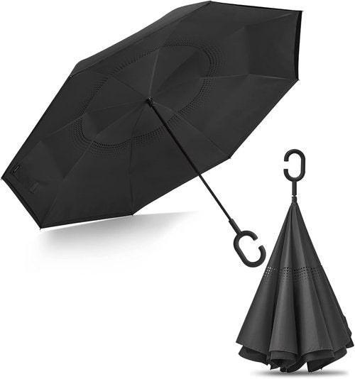 G4Free Inverted Reverse Umbrella - Windproof Double Layer with C-Shaped Handle | 48/62 Inch Size