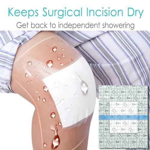 7 Pcs Waterproof Shower Cover 10"x12" with Non-Stick Center Pad for Large Port Surgery Incisions Protector Patch Transparent Film Clear Adhesive Wounds Dressing Bandage Shields
