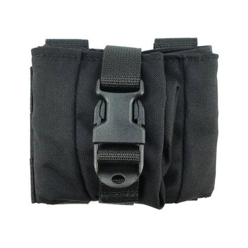 ULIONTAC Tactical Foldable Buckle Pouch - 500D Nylon Roll Up Drop Dump Pouch for Tactical Duty Belt Molle Tool Bag Space Saving (BK)