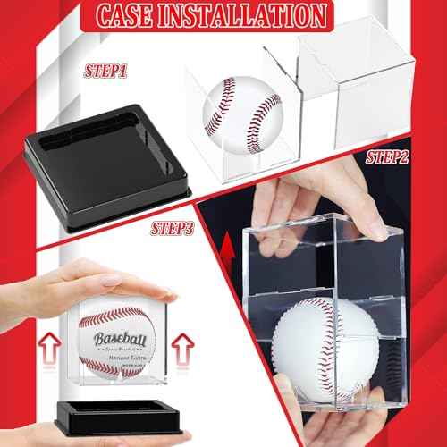 2 Pack Baseball Display Case, Baseball Box with UV Protected,Acrylic Baseball Boxes for Display,Baseball Cube Memorabilia Display Protector,Official Baseball Autograph Display Case