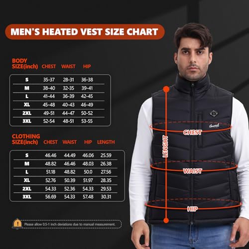 Heated Vest for Men with Battery Pack Included, 7.4V Rechargeable Electric Heating Vest, Smart Temp. Control