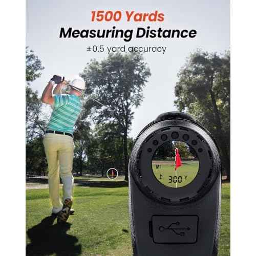 Golf Rangefinder with Slope -1500 Yards Laser Range Finder Golf for Hunter, High-Precision Flag Pole Locking Vibration, 7X Magnification, USB-C Rechargeable Rangefinders Magnet Strip