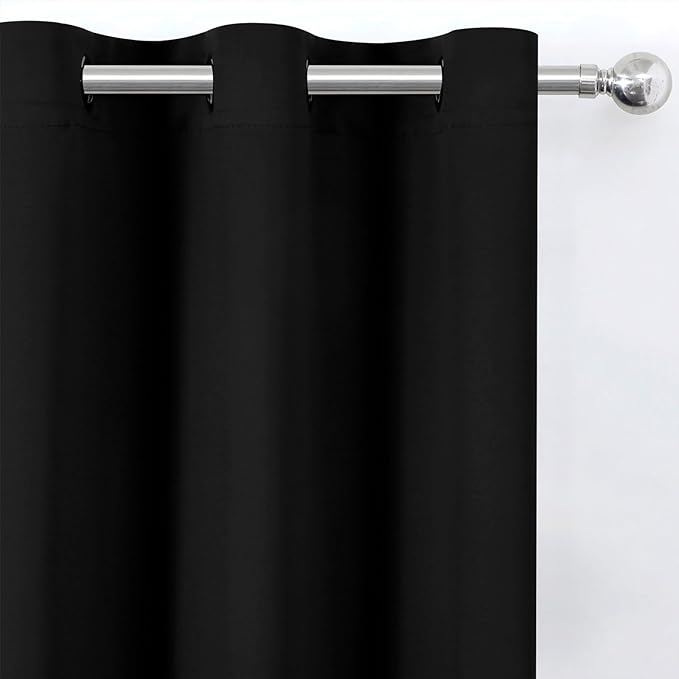 LEMOMO Blackout Curtains 66 x 72 Inch Long Black Curtains Set of 2 Panels Room
