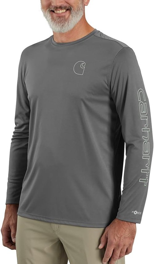 Carhartt Men's Force Sun Defender Lightweight Long-Sleeve T-Shirt | Graphic Logo Design