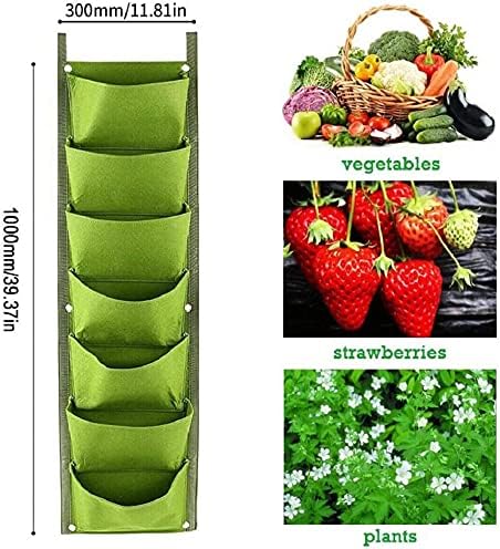 LITLANDSTAR Hanging Planter Bags, 2 Pack 7 Pocket Hanging Vertical Wall Planter