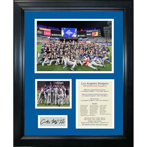 Framed Los Angeles Dodgers 2024 World Series Champions Shohei Ohtani Mookie Betts Freddie Freeman MVP Facsimile Laser Engraved Signature Auto 11"x14" Baseball Photo Sig Collage