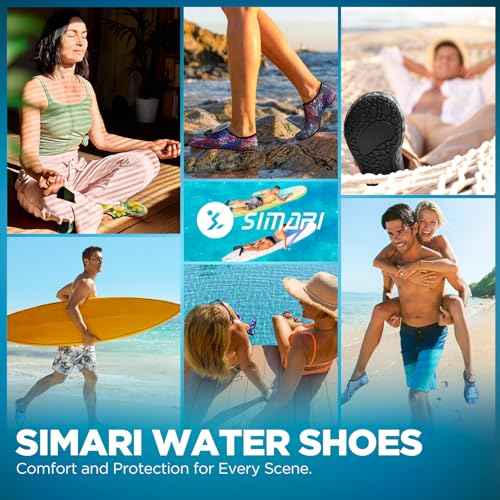 SIMARI Water Shoes for Women Men Swim Aqua Socks Beach Pool Essentials Barefoot Surf River Boat Kayak Sea Yoga Sand Exercise Sport Accessories Breathable Quick-Dry Adult Youth Kid Size SWS001