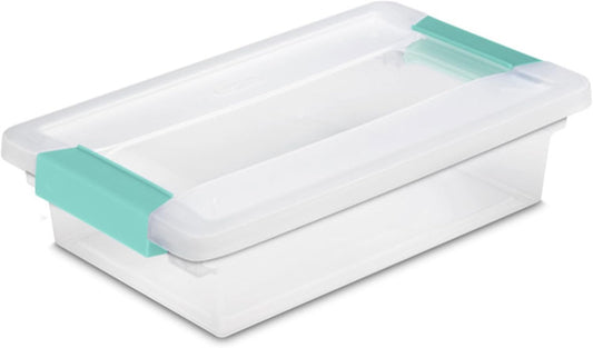 Sterilite 6-Pack Clip Box, Stackable Clear Plastic Bins with Latching Lids, Small - Writing, Arts or Crafts Supplies Storage Containers for Home, Office, Classroom and Workshop Organization