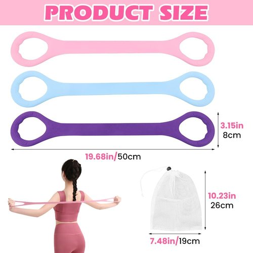 Figure 8 Fitness Resistance Bands - 3-Piece Set for Arm, Back & Shoulder Workouts | Elastic Exercise Ropes