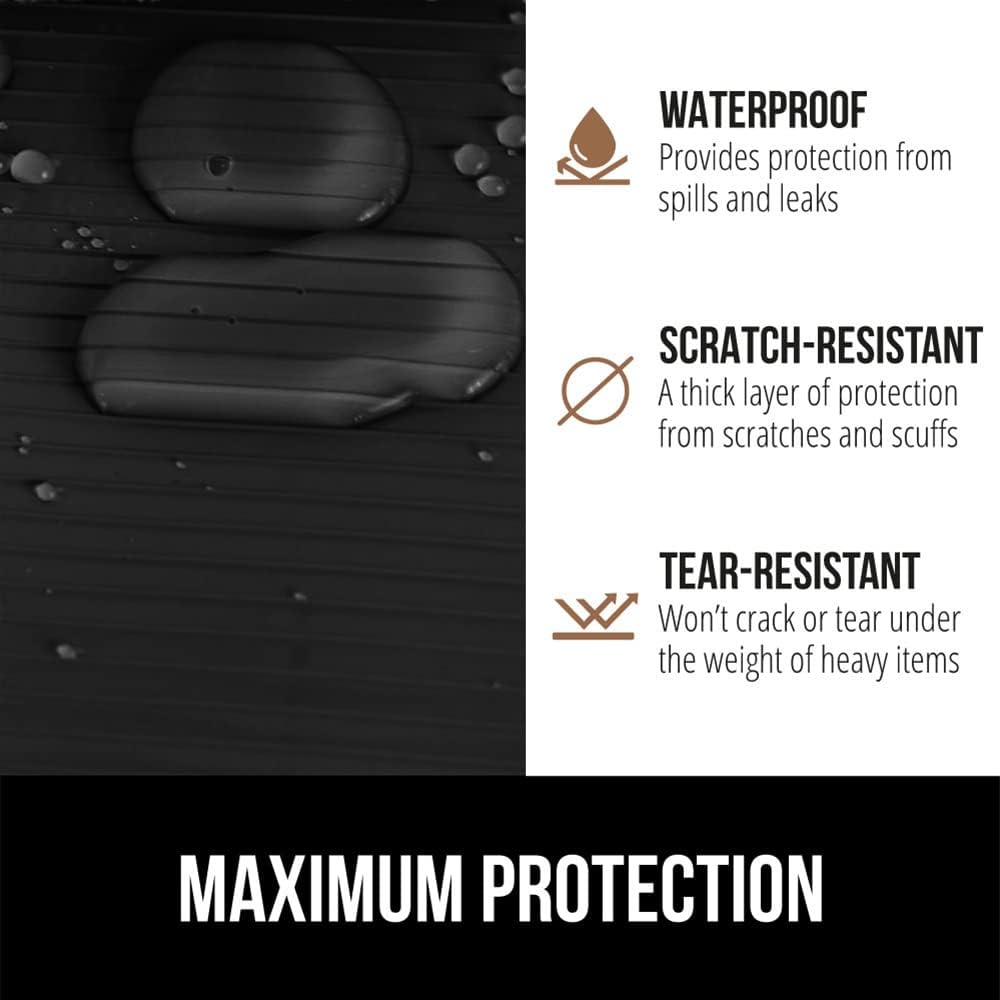 GORILLA GRIP DuraGuard Shelf Liner, 17.5x30 Non-Adhesive Cabinet Liners for Kitchen Drawers, Shelves, Refrigerator, Pantry Storage, Bathroom Closet, Durable Waterproof BPA Free Ribbed Plastic, Black