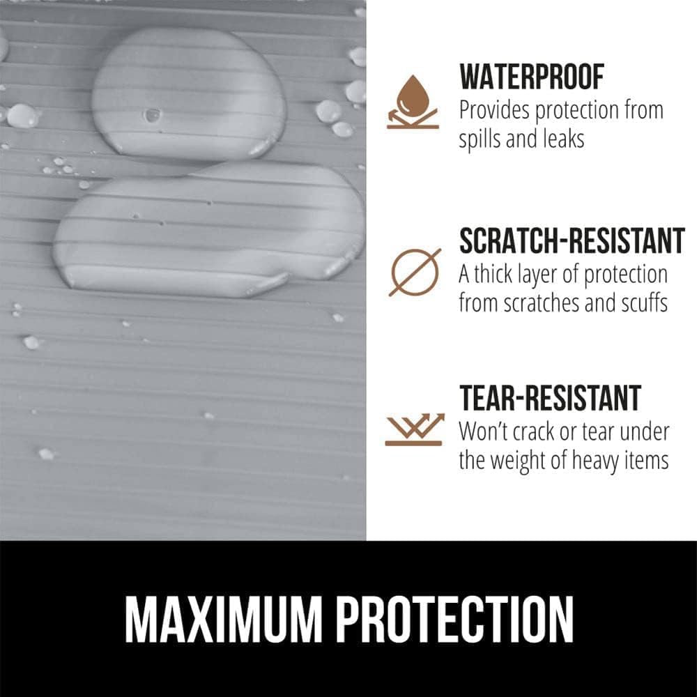 GORILLA GRIP DuraGuard Shelf Liner, 17.5x20 Non-Adhesive Cabinet Liners for Kitchen Drawers, Shelves, Refrigerator, Pantry Storage, Bathroom Closet, Durable Waterproof BPA Free Ribbed Plastic, Lt Gray