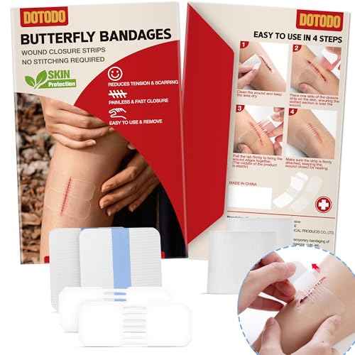 Emergency Wound Closure Strips - Dotodo 2PCS Laceration Closure Kit - Sutures Butterfly Bandaids | Stretchable & Shrinks Back to Close The Cut£¨Patented Product£©