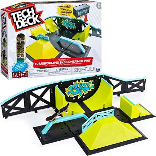Tech Deck, Transforming SK8 Container Pro Modular Skatepark with Exclusive Fingerboard, Kids Toy for Ages 6 and Up (Styles May Vary)