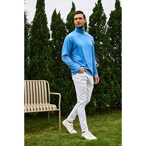 LONGBIDA Men's Turtleneck Long Sleeve Pullover Shirt Basic Thermal Top Stretch Slim Fit Sweaters