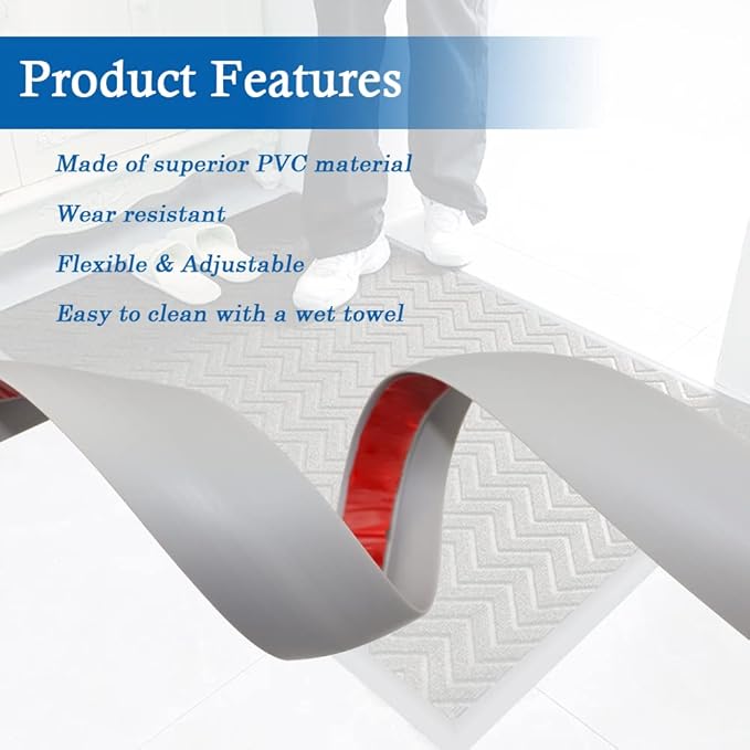 Floor Transition Strip Self Adhesive Carpet & Flooring Transitions Edging Trim Strip PVC Threshold Transitions Suitable for Threshold Height Less Than 5mm (20Ft, Dark Gray)