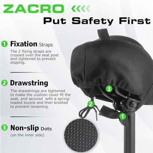 Zacro Bike Seat Cushion - Gel Padded Bike Seat Cover for Men Women Comfort, Extra Soft Exercise Bicycle Seat Compatible with Peloton, Outdoor & Indoor Bike Saddles