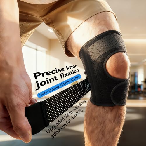 Knee Brace with Side Stabilizers for Women & Men, Adjustable Knee Support for Knee Pain Relief, Meniscus Tear, Arthritis, Tendonitis, ACL, MCL and Sports Injuries (Large)