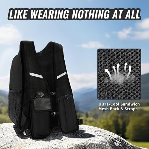 10L Small Hiking Backpack For Women Men, Lightweight Travel Packable Back Pack, Foldable Camping Hiking Daypack With Vest-style and Touchscreen Phone Pocket (Black)