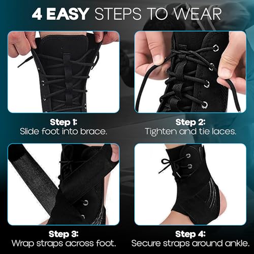 Ankle Brace lace up Stabilizers Adjustable Ankle Support for Sports Protect, Sprained Ankle, Ligament Damage, Injury Recovery (Medium Size)