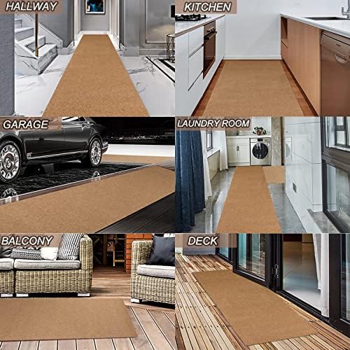 3' x 22' Runner Rugs with Rubber Backing, Indoor Outdoor Utility Carpet Runner Rugs, Sand, Can Be Used as Aisle for The RV and Boat, Laundry Room and Balcony